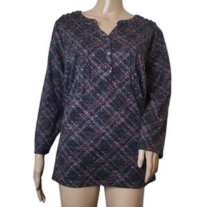 Napa Valley 3/4 Sleeve Plaid Hacci Pleated Women's Top 2X
